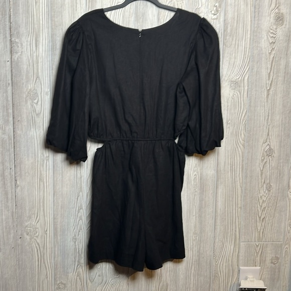 Women’s 1. State 3/4 Sleeve V-Neck Linen Blend Cutout Ring Detail Romper Large - Picture 8 of 8